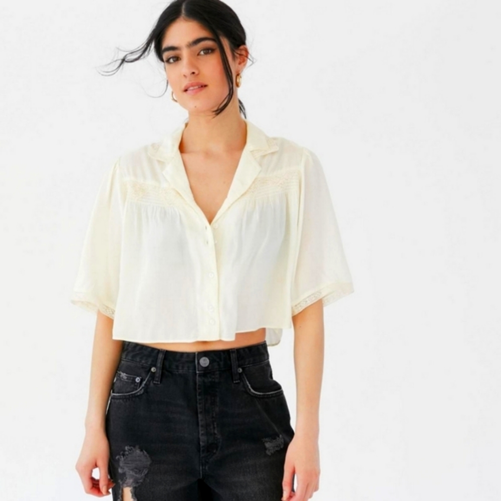 UO Nancy Lace Button-Down Shirt